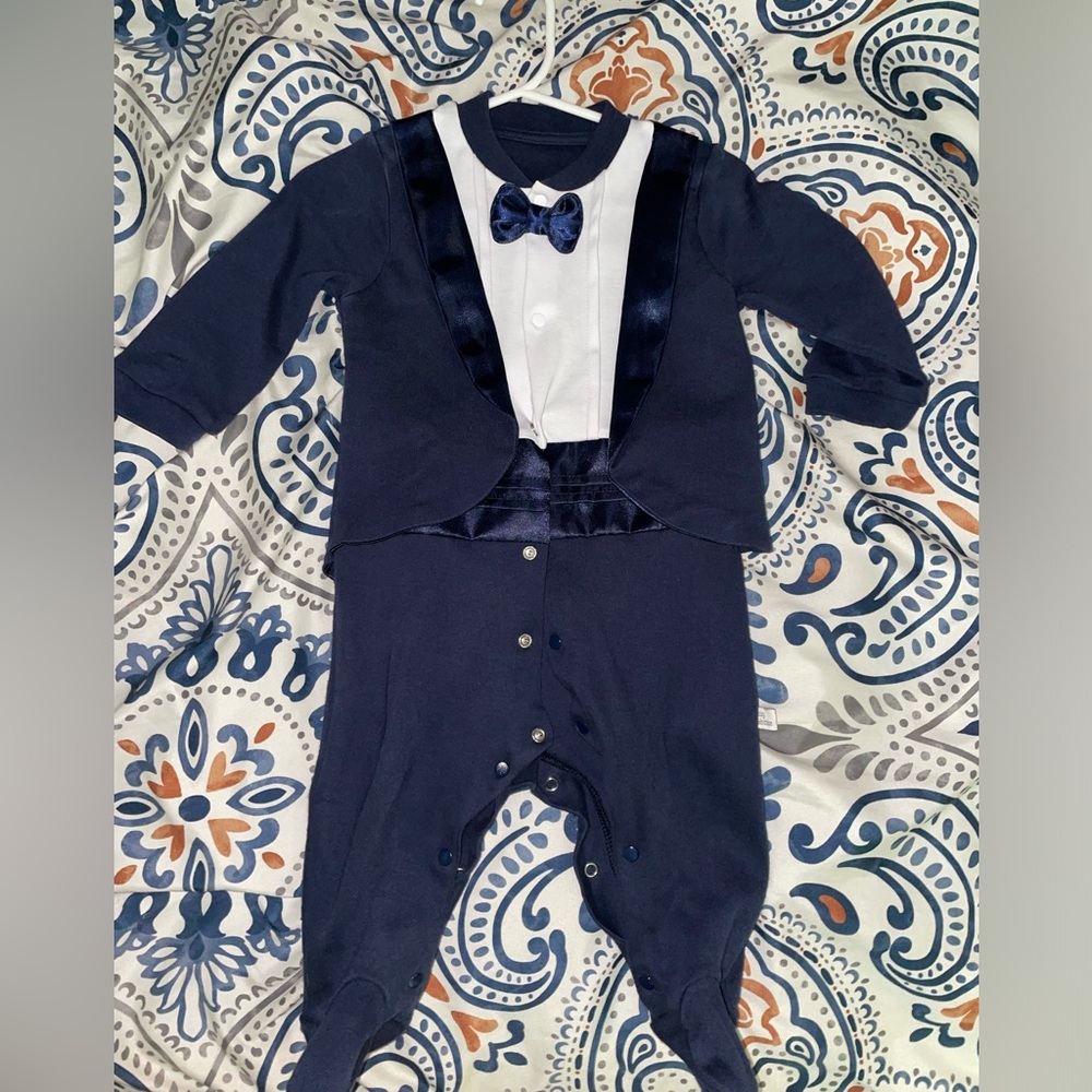 Infant tuxedo navy blue 6 months